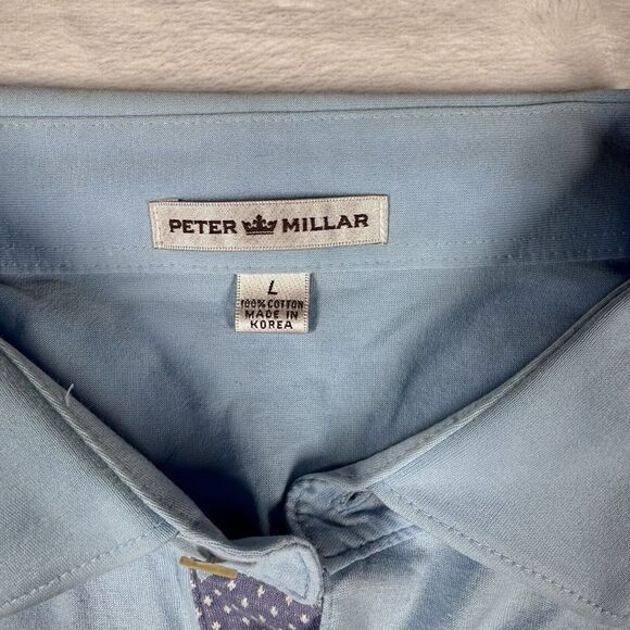 Peter Millar Mens Golf Polo‎ Size Large Short Sleeve Shirt Logo Preppy Comfort - Picture 5 of 13